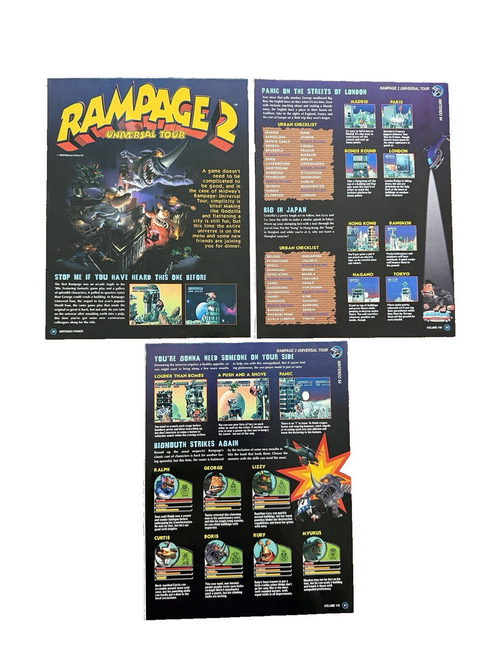 Rampage 2 Universal Tour N64 Nintendo Print Ad Promo Art Retro Gaming